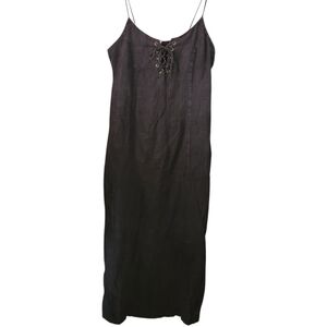 Anthropologie Black Lace-Up Midi Dress